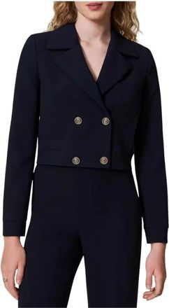 Twinset Cropped Cady Crepe Jas - Dames - Blazers - Blauw - S - Jassen