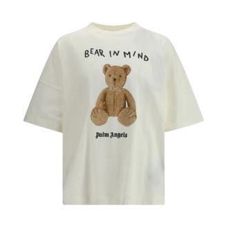 Palm Angels Tops, Heren, Beige, M, T-shirt met ronde hals