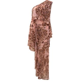 Simona Corsellini Gowns, female, Multicolor, Size: L Abito in fantasia rosa e marrone monomanica