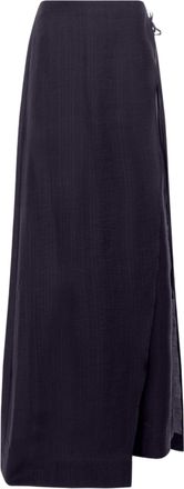 Blugirl Layered Blue Maxi Skirt-Pants Hybrid With Tied Side Panel