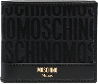Moschino jacquard-logo bi-fold wallet - men - Polyester/Cotton/Calf Leather - One Size - Black