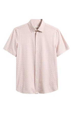 Bugatchi Miles OoohCotton Geo Print Short Sleeve Button-Up Shirt in Sienna at Nordstrom, Size Xxx-Large
