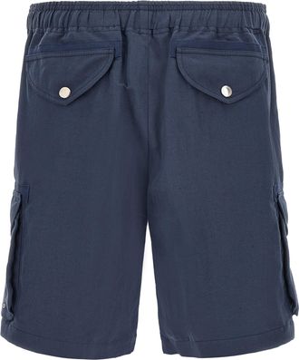 Brunello Cucinelli Mens Blue Linen Bermuda Shorts