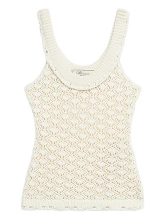 Blumarine lace-stitch knitted top - White
