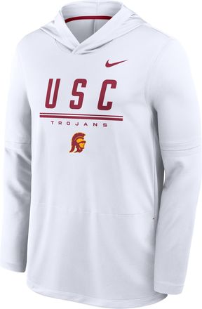Nike USC Sideline Nike Mens Dri-FIT College Long-Sleeve Hooded Top in White | 03B908DVSCJ-594