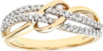 Jewelco London 9ct Gold 22pts Diamond Split Crossover Knot Eternity Ring 3mm - PR0AXL7476Y