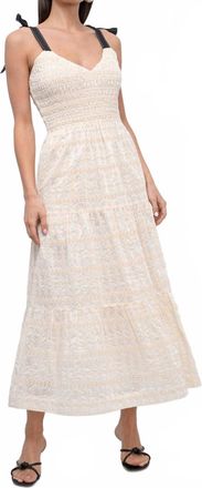 Greylin Jada Embroidered Smock Midi Dress In Cream