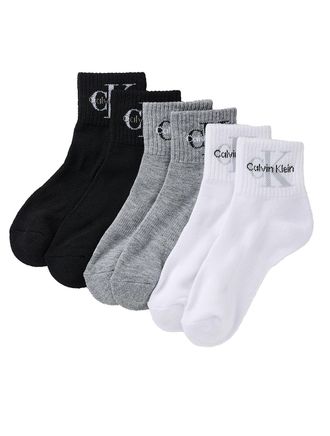 Calvin Klein Womens Monologo Athletic Quarter 6-Pack Socks - Multi