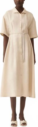 Fabiana Filippi Short Sleeve Shirt Dress In Sabbia