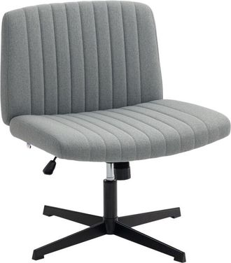 HOMCOM Homcom - silla de oficina sin brazos, silla de escritorio giratoria con función basculante, piernas cruzadas, asiento ancho y altura ajustable gris