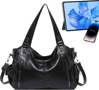 Generic Large Capacity Tote Bag - Fashion Shoulder Bag, Womens PU Leather Casual Bags with Spacious Interior for Work Travel or Shopping, Stylish Everyday Han