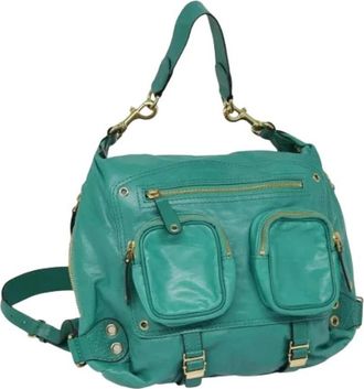 Gucci Pre-owned Handbags, female, Green, Size: ONE SIZE Pre-owned Vintage Leather Backpack