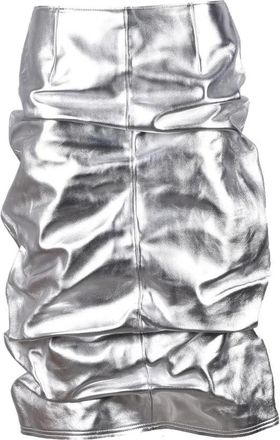 We11done Leather Midi Skirt - Silver