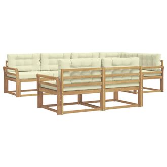 vidaXL Conjunto De Sof&aacute;s De Exterior 6 Pcs Blanco Y Crema Poli&eacute;ster Vidaxl