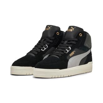 Puma Sneaker PUMA SHUFFLE DOWNTOWN MID WTR, Damen, Gr. 42,5, puma schwarz, gray echo, puma gold, Leder, Schuhe Sneaker, Winterschuhe, Sneakerboots, gef&uuml;tte