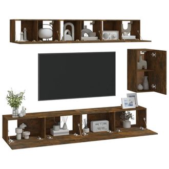 Berkfield Home Classic 6 Piece TV Cabinet Set Smoked Oak Engineered Wood in Brown