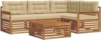 vidaXL Conjunto De Sof&aacute;s De Exterior 5 Uds. Natural Y Beige Vidaxl