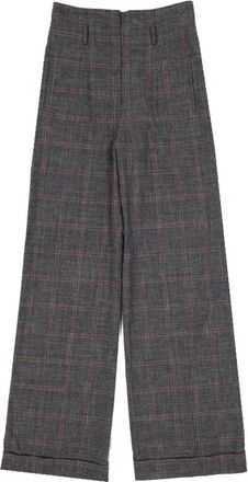 Alberta Ferretti Grijze geruite katoenen wollen broek - Dames - Straight fit broeken - Grijs - L - Katoen - Broeken