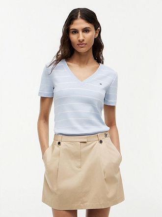 Tommy Hilfiger Flag Embroidery Slim V-Neck T-Shirt