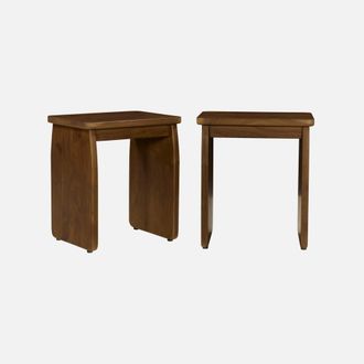 Sweeek Mesita De Noche, Mesa Auxiliar Ex&oacute;tica De Madera De Acacia, Set De 2