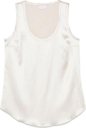 Brunello Cucinelli Ivory Silk Sleeveless Shirt, Size X-Small