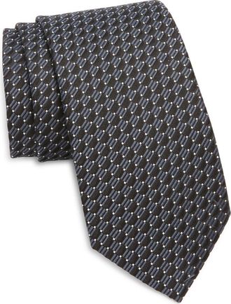 Tom Ford Geo Jacquard Mulberry Silk Tie in Black at Nordstrom