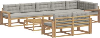 vidaXL Conjunto De Sof&aacute;s De Exterior 9 Uds. Blanco Y Gris Claro Vidaxl