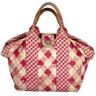 Chanel Pink Canvas Handbag Tote Bag (Pre-Owned)