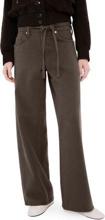 Mango Belted Wide Leg Jeans in Chocolate at Nordstrom, Size 10