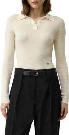 LilySilk Silk-Cashmere Polo in Lily White at Nordstrom, Size X-Small