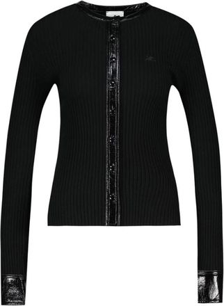 Courr&egrave;ges Contrasted Cardigan - Dames - Vesten - Zwart - M - Wol - Truien & Vesten