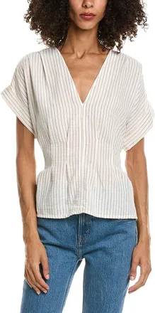 Max Studio Short Sleeve Pleat Front Blouse