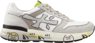 Premiata White Trainers with Suede Trim