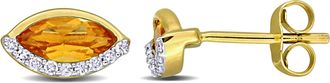 Mimi & Max 1 1/8ct TGW Peridot and 1/10ct TW Diamond Stud Earrings in 14k Yellow Gold