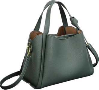 Generic Compatible For Retro Texture Large Capacity Shoulder Bag Womens Handbags Portable Messenger Bucket(Green)