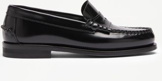 Russell & Bromley DARTMOOR Womens Black Leather Saddle Trim Moccasin Loafer