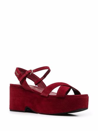 Ferragamo Devin Parker Platform Sandal - Red