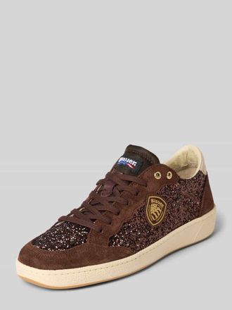 Blauer Sneaker mit Schn&uuml;rverschluss in Dunkelbraun, Gr&ouml;&szlig;e 40