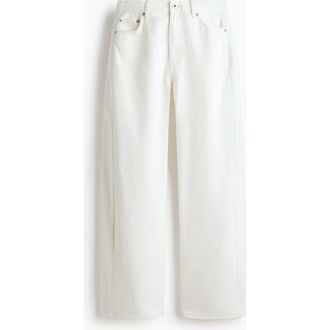 H&M Barrel-leg Jeans in White at Nordstrom, Size 14