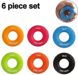 OEM Anillo De Agarre - Diametro 7,8 Cm - Grosor 2,2 Cm - Silicona Sin L&aacute;tex - Resistencias 30 A 80 Lb - Para Entrenamiento De Mano Y Antebrazo - Pack De 6