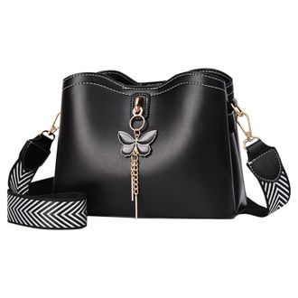 Generic Crossbody Purses For Women Casual Adjustable Strap Shoulder Bag Leather Shoulder Bag for Men (Black, One Size)