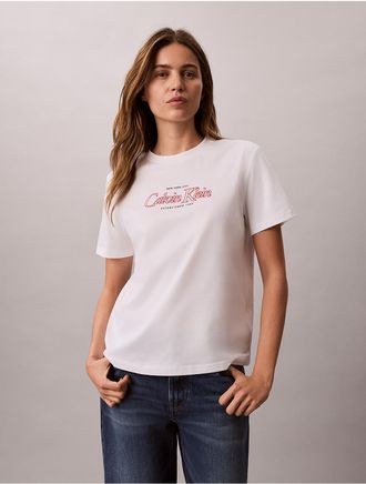 Calvin Klein Jeans Calvin Klein Womens Outline Calvin Klein Logo Graphic Tee - White - XL