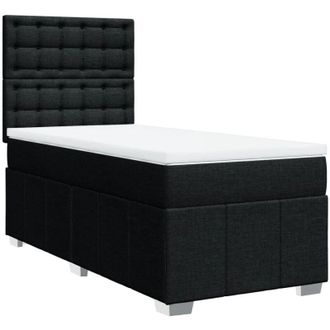 vidaXL Cama Box Spring Con Colch&oacute;n Tela Negro 80x200 Cm Vidaxl