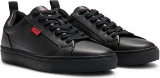 HUGO BOSS Faux-leather trainers with red logo flag