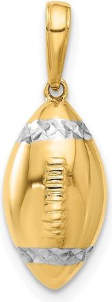 Diamond2Deal 14k Yellow Gold White Rhodium Diamond-Cut 3D Football Pendant