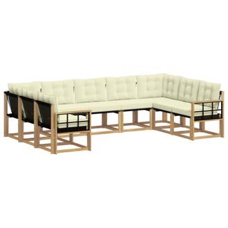 vidaXL Conjunto De Sof&aacute;s De Exterior Con Coj&iacute;n 9 Pcs Blanco Y Crema Vidaxl