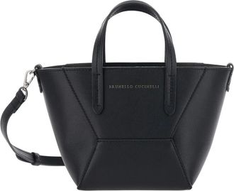 Brunello Cucinelli Tassen, Dames, Zwart, ONE Size, Leer, Duo Mini Bag