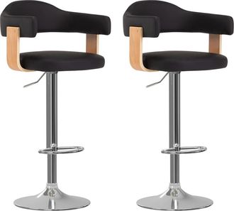 vidaXL Taburetes De Cocina 2 Uds Cuero Sint&eacute;tico Madera Curvada Negro Vidaxl