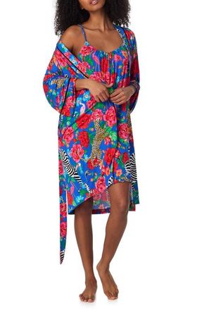 Room Service PJs Print Longline Robe in Blue Floral at Nordstrom, Size Large