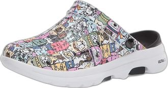 Skechers Womens Go Walk 5 Doggie Crowd Print Clog, Black/Multi, 4 UK